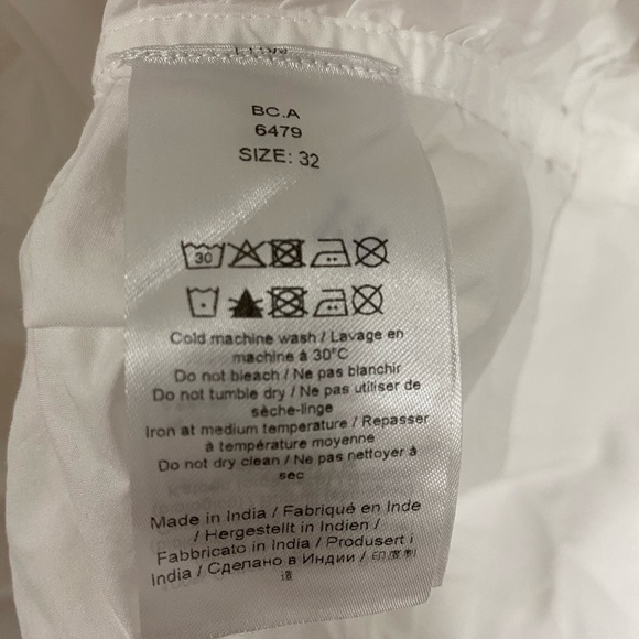 GANNI White Cotton Ruched Puff Sleeve Mini Poplin Dress XS - Picture 3 of 7